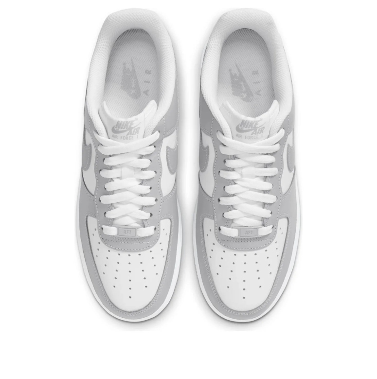 Nike White and Light Grey Low-Top Sneakers with Grey Swoosh
