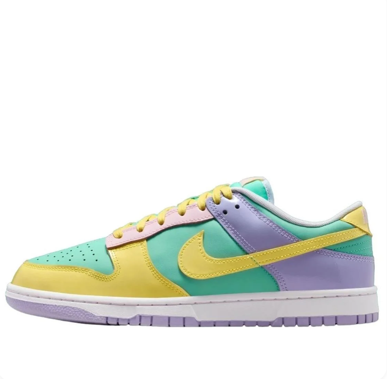 Nike Mint Green, Yellow and Lavender Low-Top Sneakers with Pink Accents