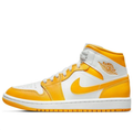 Jordan White and Golden Yellow Mid-Top Sneakers with Matching Swoosh