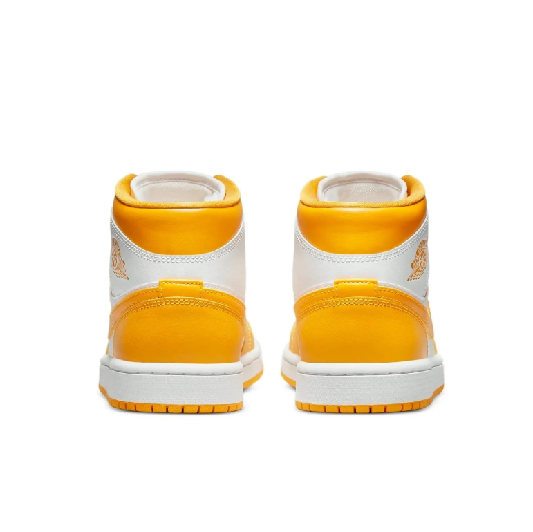 Jordan White and Golden Yellow Mid-Top Sneakers with Matching Swoosh