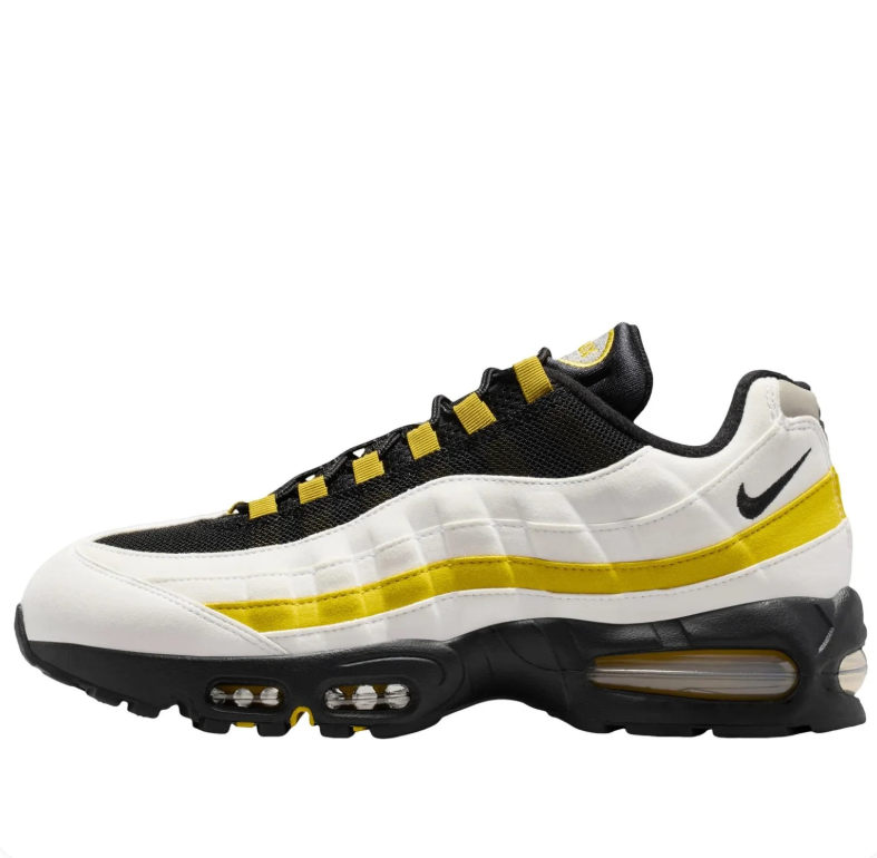 Nike Air Max White and Black Sneakers with Yellow Wave Panels
