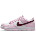 Nike White and Pale Pink Low-Top Sneakers with Burgundy Swoosh