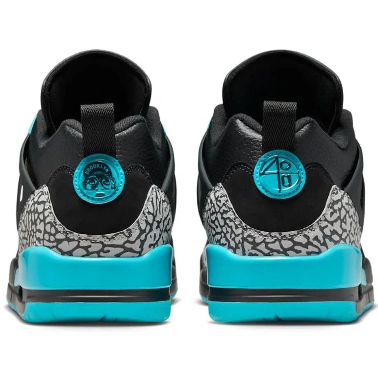 Jordan Black and Turquoise Sneakers with Grey Elephant-Print Panels