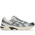 ASICS Silver and Light Grey Mesh Sneakers with Black Stripes and Cream Sole