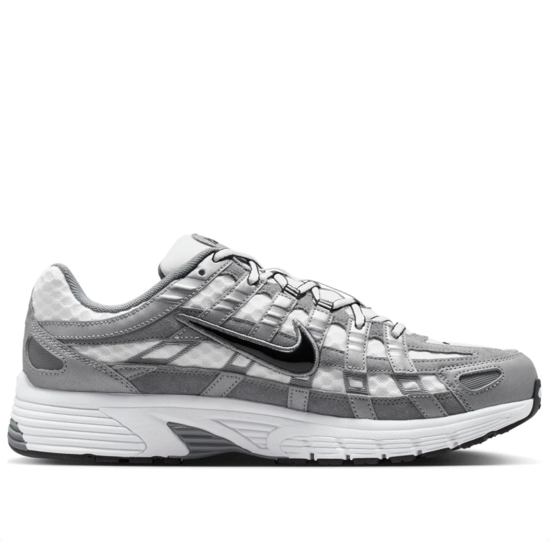 Nike P-6000 White and Silver-Grey Sneakers with Black Swoosh