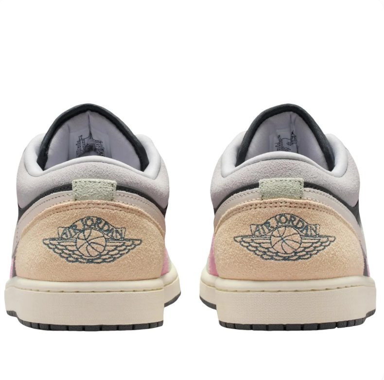 Jordan Black Low-Top Sneakers with Pastel Green, Pink and Peach Panels