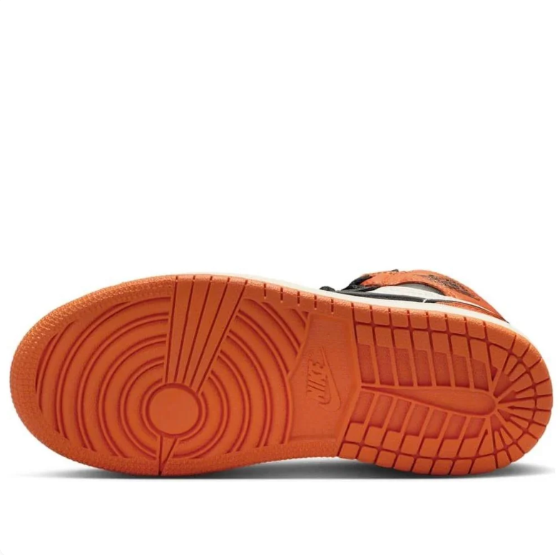 Jordan Orange, Black and Cream High-Top Sneakers with Black Swoosh