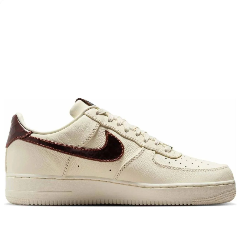 Nike Cream Low-Top Sneakers with Glossy Dark Brown Swoosh