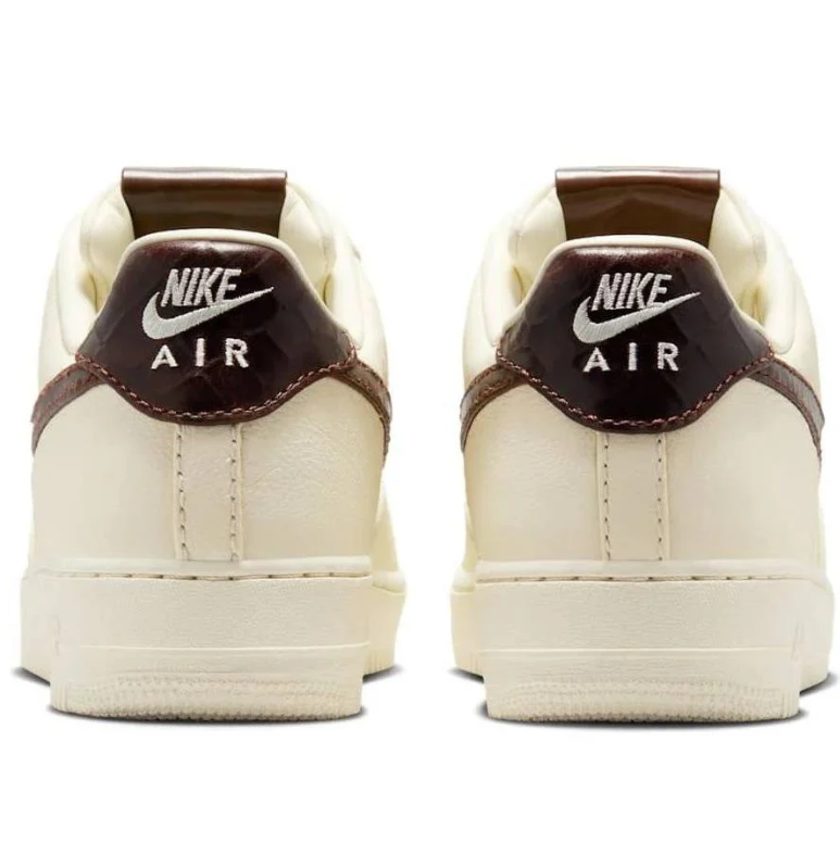 Nike Cream Low-Top Sneakers with Glossy Dark Brown Swoosh