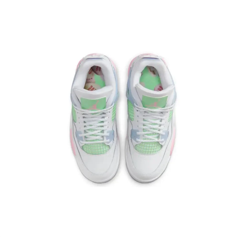Jordan White Sneakers with Mint Green, Pastel Blue and Pink Details