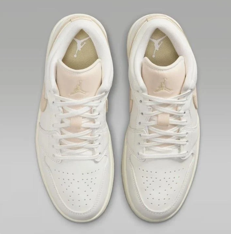 Jordan Off-White Low-Top Sneakers with Beige Swooshes and Gum-Tone Soles