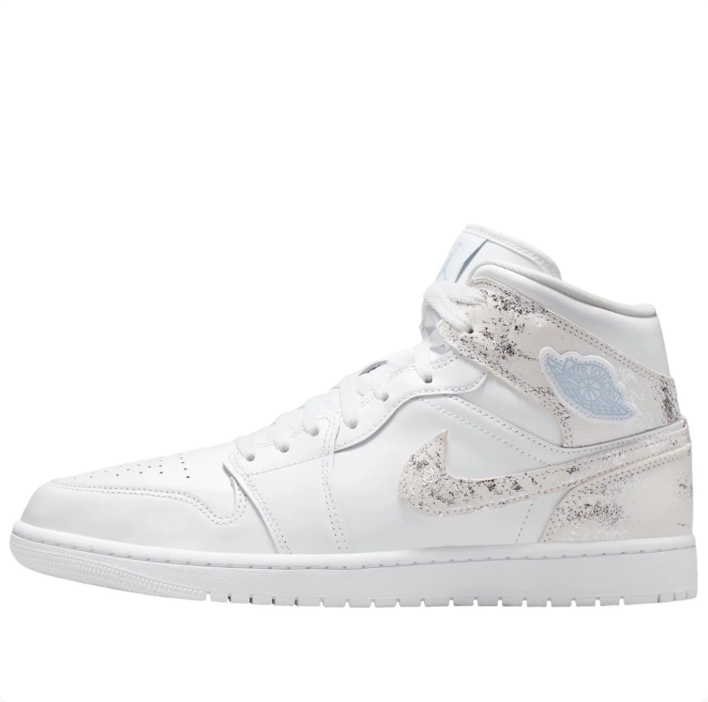 Jordan White High-Top Sneakers with Silver-Tone Accents and Pale Blue Details