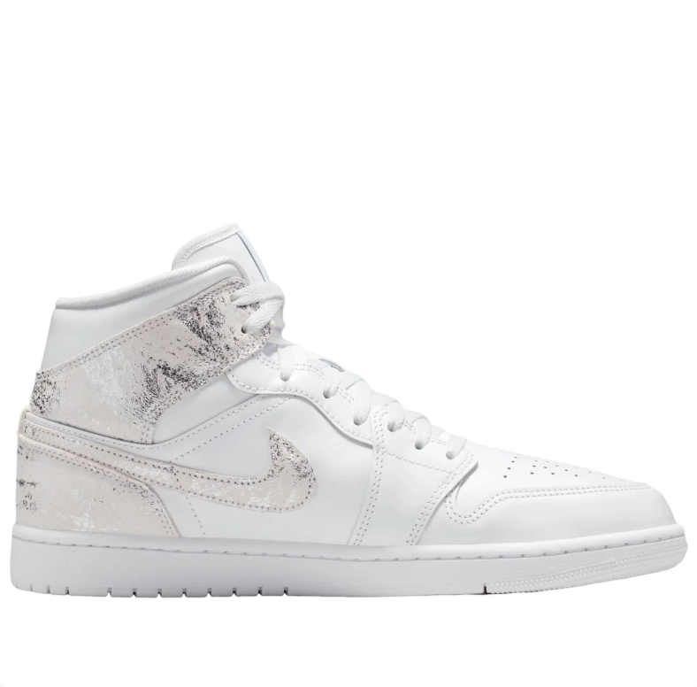 Jordan White High-Top Sneakers with Silver-Tone Accents and Pale Blue Details