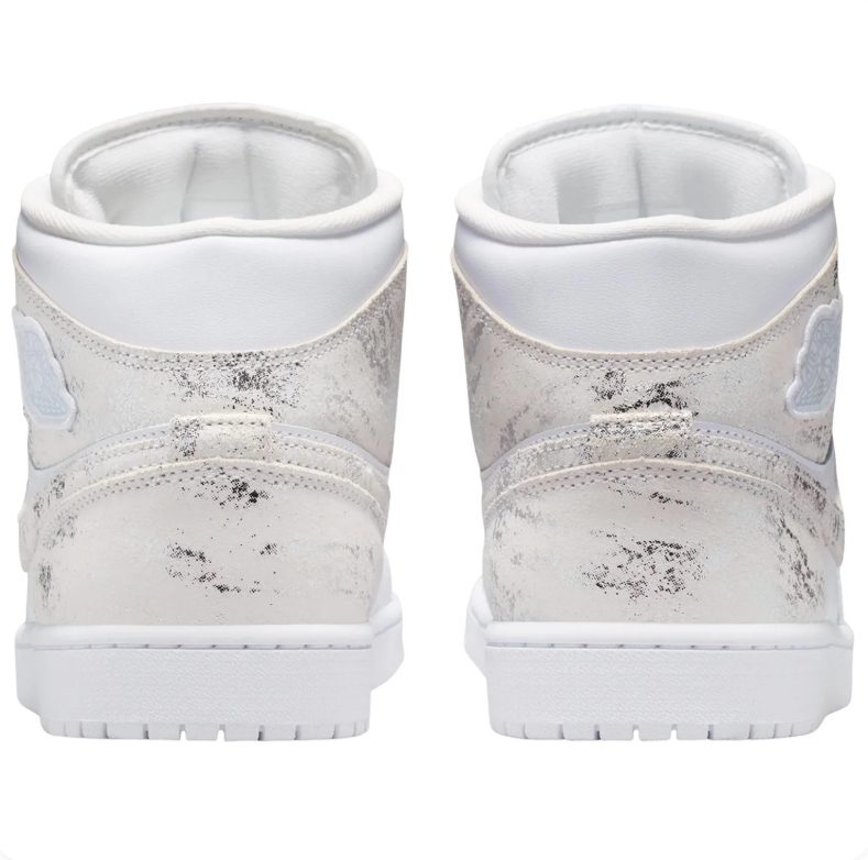 Jordan White High-Top Sneakers with Silver-Tone Accents and Pale Blue Details